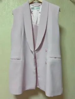 ZARA ピンク ノースリーブジャケット EUR S