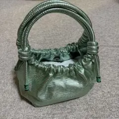 人気完売 美品☆HVISK ヴィスク ビーズバッグ シルバーブラック 巾着 