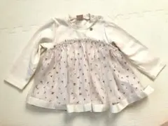 petit main 花柄チュール付き長袖トップス 90