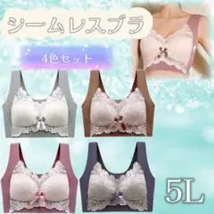 シームレスブラ　ノンワイヤー　ナイトブラ　5L 美胸　楽ブラ　伸縮性　着痩せ