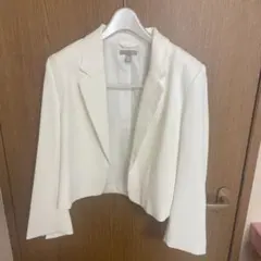 H&M ホワイト ノーカラージャケット M