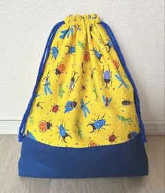 ハンドメイド　体操着入れ　着替え袋　巾着袋　昆虫　かぶとむし