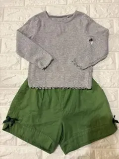 美品☆BebeグレーロンT(100cm )&グリーンパンツ(120cm)セット