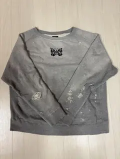 Needles 蝶刺繍 ダメージスウェット S Needles ダメージ加工トレーナー Sサイズ 蝶プリント - メルカリ