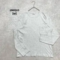 a2393＊UNIQLO 長袖クルーネックTシャツ　グレー【M】シンプル　無地