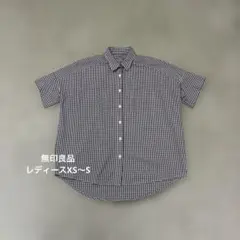 無印良品　黒白キンガムチェック半袖シャツ xs〜sのサムネイル