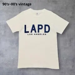 90s 00s LAPD LA ロス市警 前面ロゴプリントTシャツ 白 S