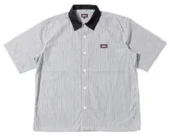 DICKIESストライプ 半袖シャツ 黒襟