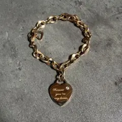 サージカルステンレス ハートプレート レディースブレスレット ピンクゴールド