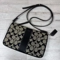 コーチ 6338 シグネチャー ショルダーバッグ 斜め掛け ブラック グレー