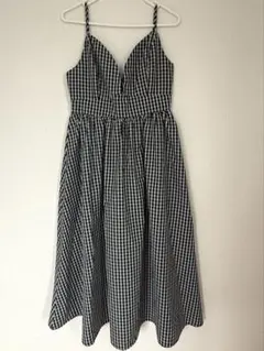 ギンガムチェック柄　ロング丈　キャミワンピース