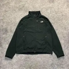 ノースフェイス ソフトシェルジャケット アウター 黒 刺繍ロゴ XL相当