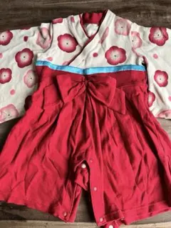 赤と白の花柄着物風ベビー服