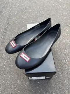 ハンター フラットシューズ レイン パンプス ブラック 23cm UK4 US5