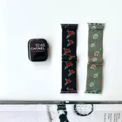 Bサイズ Apple Watch バンド 花柄 おしゃれ 韓国 ベルト グリーン