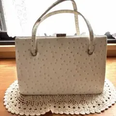 牛革ハンドバッグ(オーストリッチエンボス加工) 昭和レトロ