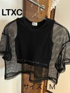 ラブトキシック編みトップス透けシースルー半袖ショートタンクトップノースリーブ