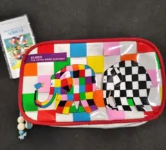 新品未使用【ELMER】 パッチワーク象 コスメポーチ かわいい