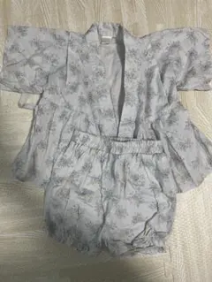 早い者勝ち！お祭り縁日に女の子薄紫色花柄甚平 90㎝