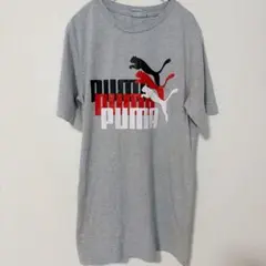 PUMA プーマ 三連キャットロゴTシャツ 丸首 半袖 トリコロール M グレーのサムネイル