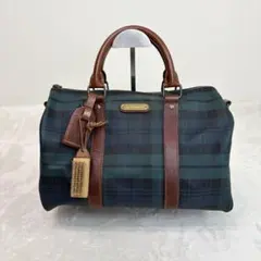 ポロラルフローレン　ミニボストン　チェック柄　チャーム　馬毛ブラシ　ロゴ金具