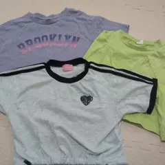 GIRLS140cm　クロップド丈Tシャツ3枚セット