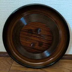 【昭和レトロ】木目調 漆器 盆 丸盆のサムネイル