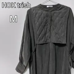 HOK trish キルティングワンピース　ヘンリーネック　ノーカラー　ゆったり