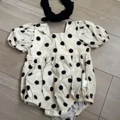 水玉ロンパース＆ヘアバンドセット
