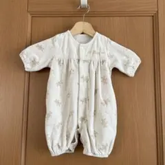 くま柄ロンパース クリーム色 50~60