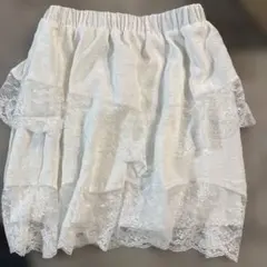 SHEIN レースフリルミニスカートSサイズ ホワイト ドットチュール