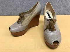 ロシャスROCHASメッシュウェッジソールパンプス24cm★A228のサムネイル