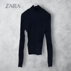 【ZARA ザラ】　ハイネック　リブニット　シンプル　洗える　秋冬　ブラック