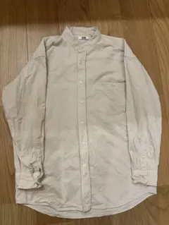 UNIQLO U（ユニクロ　ユー）ベージュ　コーデュロイ長袖　ノーカラーシャツ