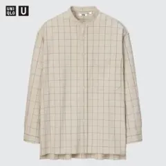 Uniqlo U フランネルオーバーサイズスタンドカラーチェックシャツ