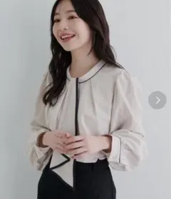 natural couture 配色ボウタイ2way リボン付きブラウス