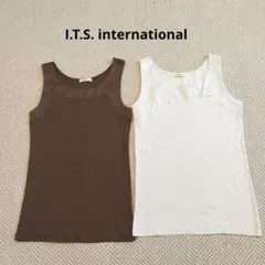 【イッツインターナショナル】タンクトップ 2枚セット L ブラウン ホワイトのサムネイル