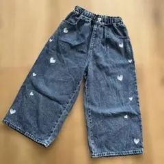 しまむら　ハート刺繍パンツ　デニム　110〜120cm
