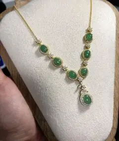 ミャンマー産 A貨翡翠 セットネックレス 7石蛋面 色揃い良好 S925