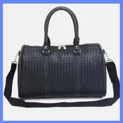 ボストンバッグ 新品未使用大容量 PU レザー 革 ゴルフ 旅行 編み込み