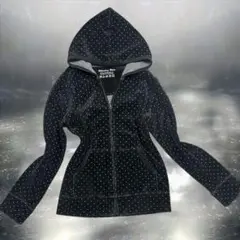 00s ベロア　ドット　黒　パーカー　ウィッシュコア　ダークコア　y2k