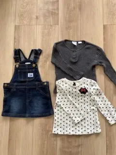 Buddy Lee デニムオーバーオールスカート 90cm トップスの3点セット