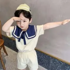 韓国子供服　セーラー　セットアップ　120cm