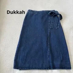 Dukkahブルー デニム巻きスカートラップスカート裏地付き
