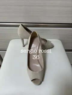 sergio rossi ベージュ オープントゥ ハイヒール 36