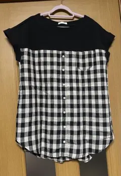 studio CLIP 異素材切替 半袖Tシャツ チェック柄のサムネイル