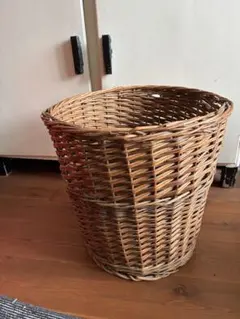 残1個 希少☆木製 アンティーク 丸かご 竹籠 収納かご バスケット 