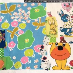 No.52ビンテージ生地ハギレブルー花柄B1
