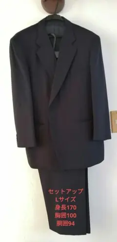 スーツ　メンズ　セットアップ　上下セット　紺　Lサイズ