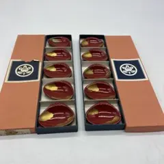 たち吉 貝殻型箸置き 10個セット 朱色 伝統工芸 和食器 未使用保管品 箱付きのサムネイル